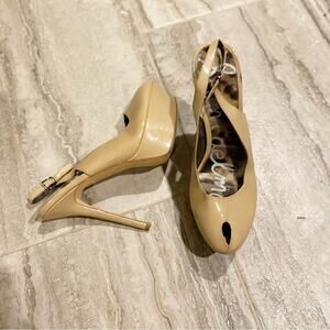 Sam Edelman Women's Beige Peep-Toe Slingback Heels